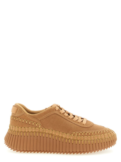 Chloé Zapatillas De Plataforma De Poliéster En Beige