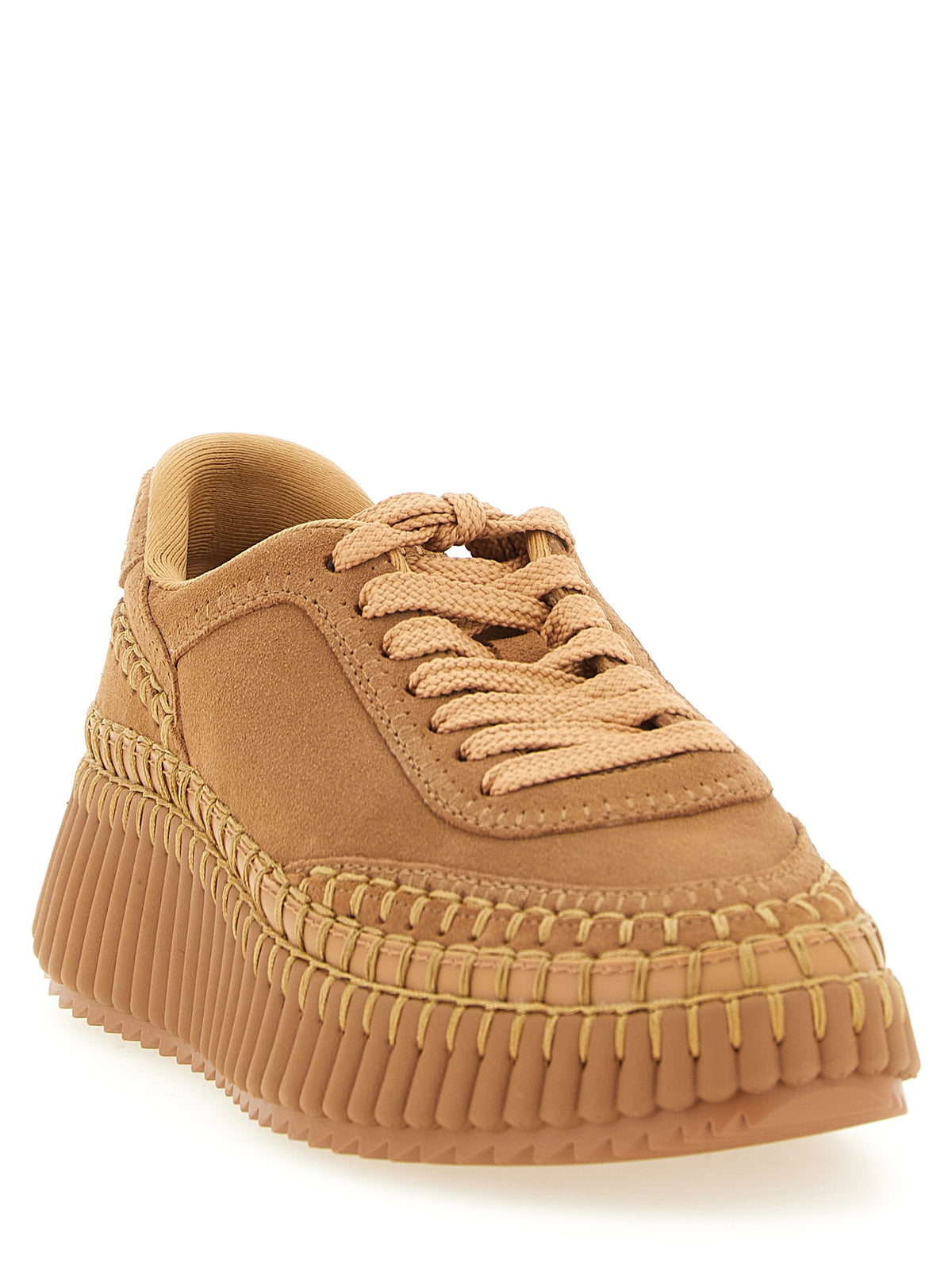 Chloé Zapatillas De Plataforma De Poliéster En Beige