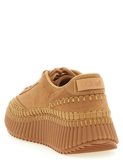 Chloé Zapatillas De Plataforma De Poliéster En Beige