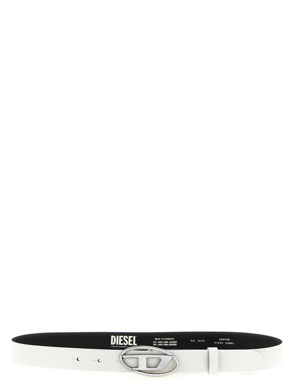 Diesel B-1DR 25 Regular White Leather Belt