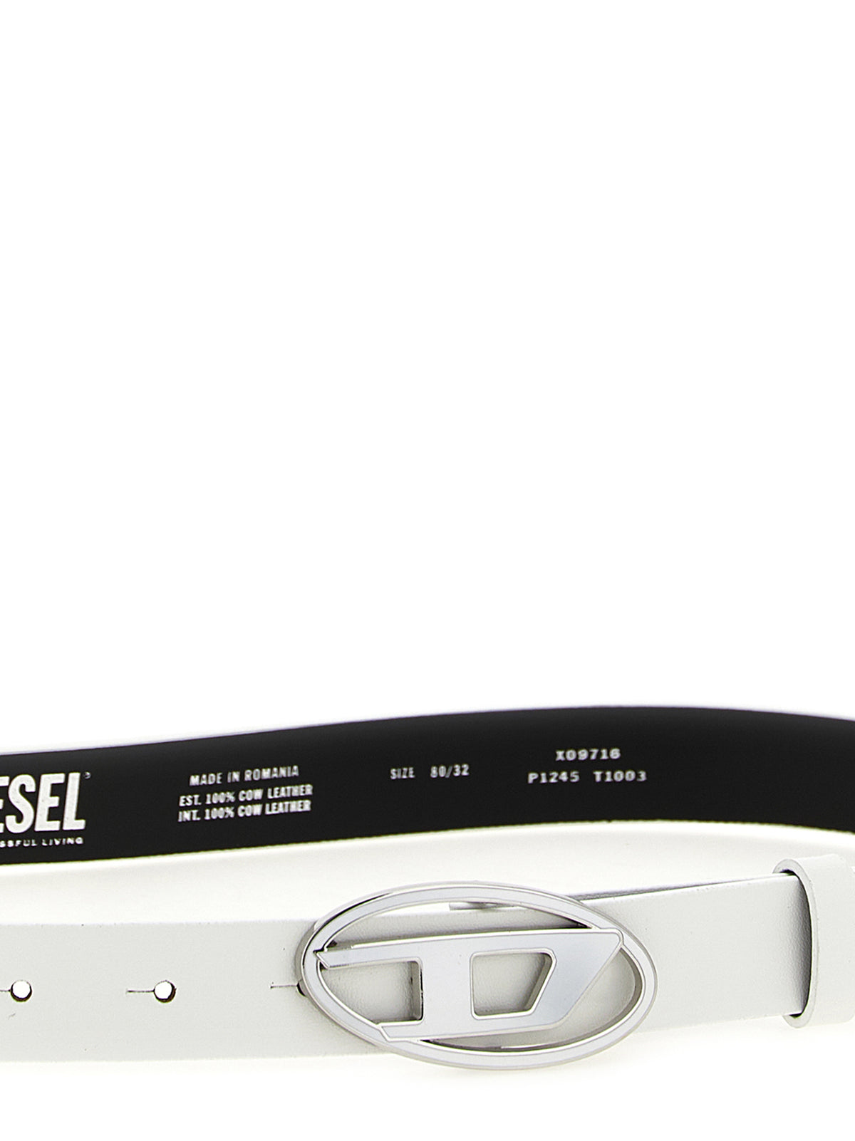 Diesel B-1DR 25 Regular White Leather Belt