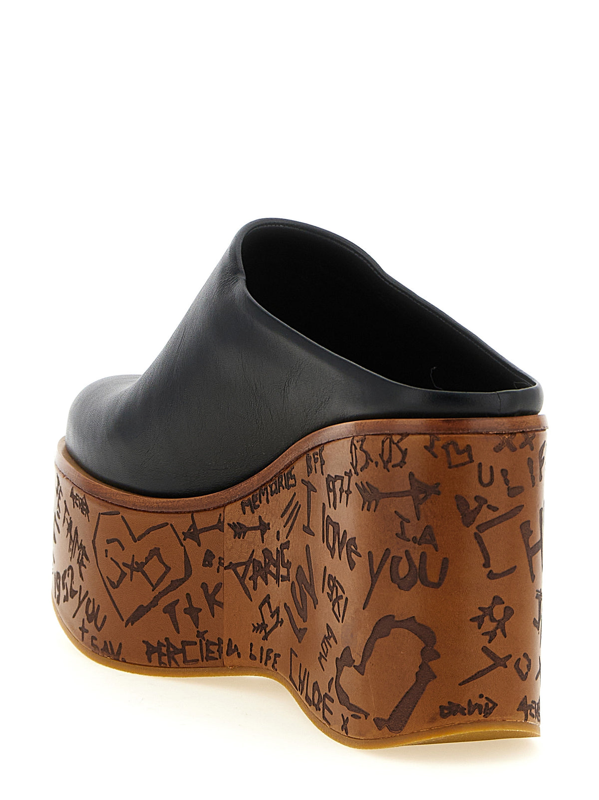 Sandalias De Cuña De Piel Chloé Modelo Maxime Negras