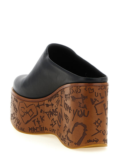 Sandalias De Cuña De Piel Chloé Modelo Maxime Negras