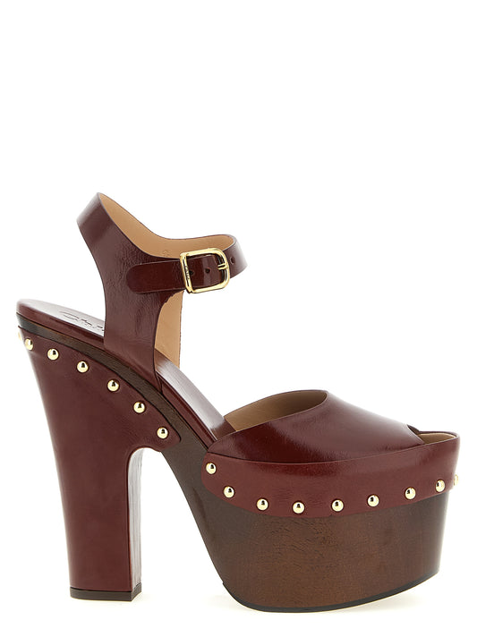 Sandalias de tacón de aguja de piel de cordero burdeos Chloé