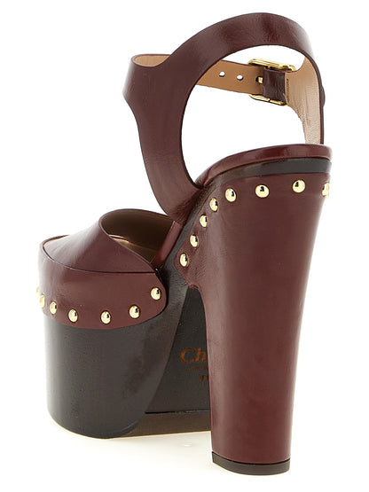 Sandales à talons aiguilles Chloé en cuir d'agneau de Bordeaux