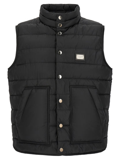 Dolce & Gabbana Chaqueta Sin Mangas De Poliéster Negra