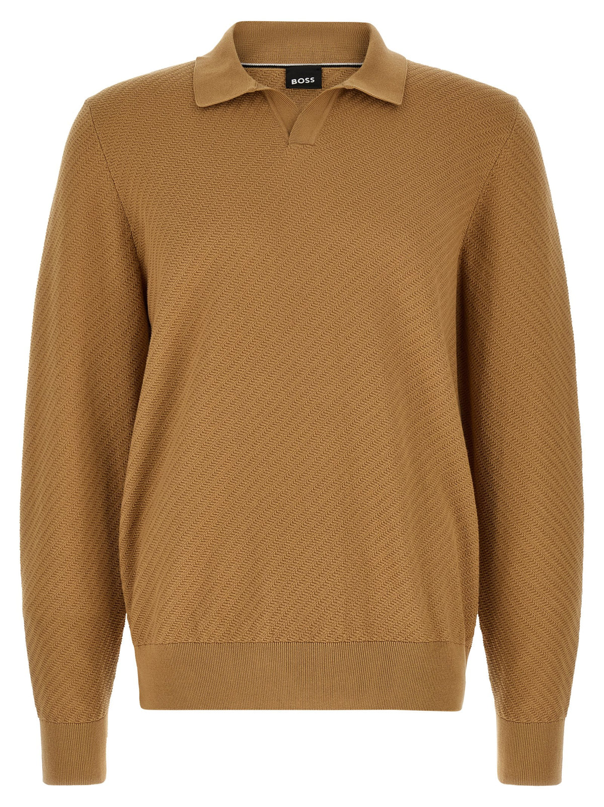 Hugo Boss Polo en coton marron avec motif diagonal en relief Modèle H Lomarino