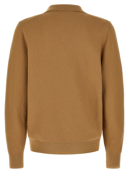 Hugo Boss Polo en coton marron avec motif diagonal en relief Modèle H Lomarino