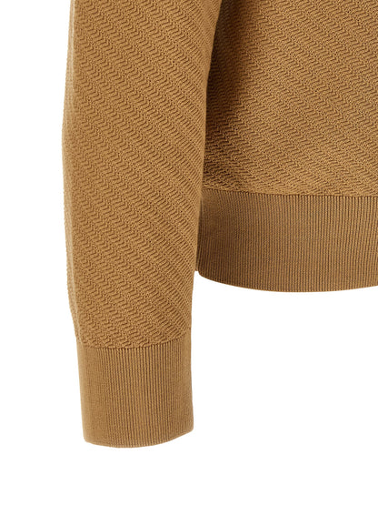 Hugo Boss Polo en coton marron avec motif diagonal en relief Modèle H Lomarino
