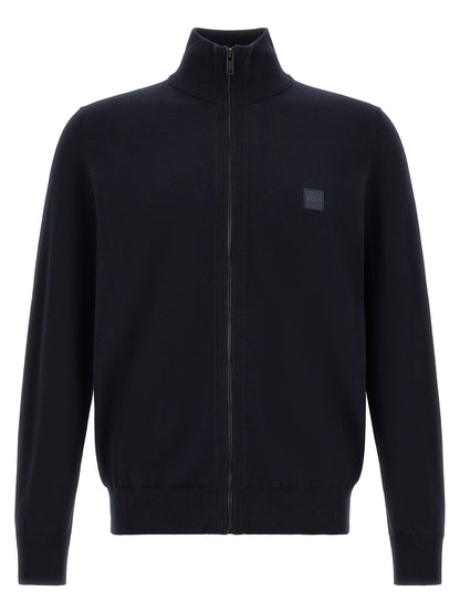 Hugo Boss Cardigan Régulier En Coton Bleu