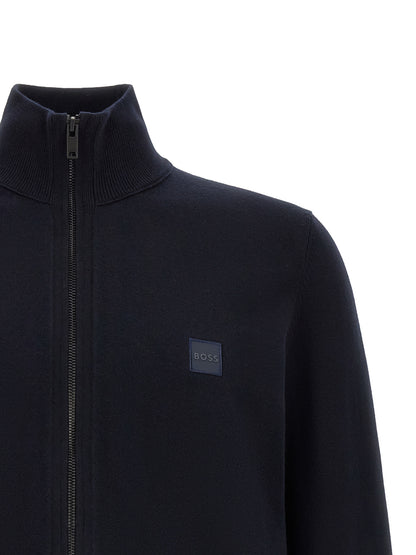 Hugo Boss Cardigan Régulier En Coton Bleu