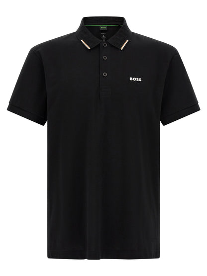 Polo en coton noir Hugo Boss coupe droite