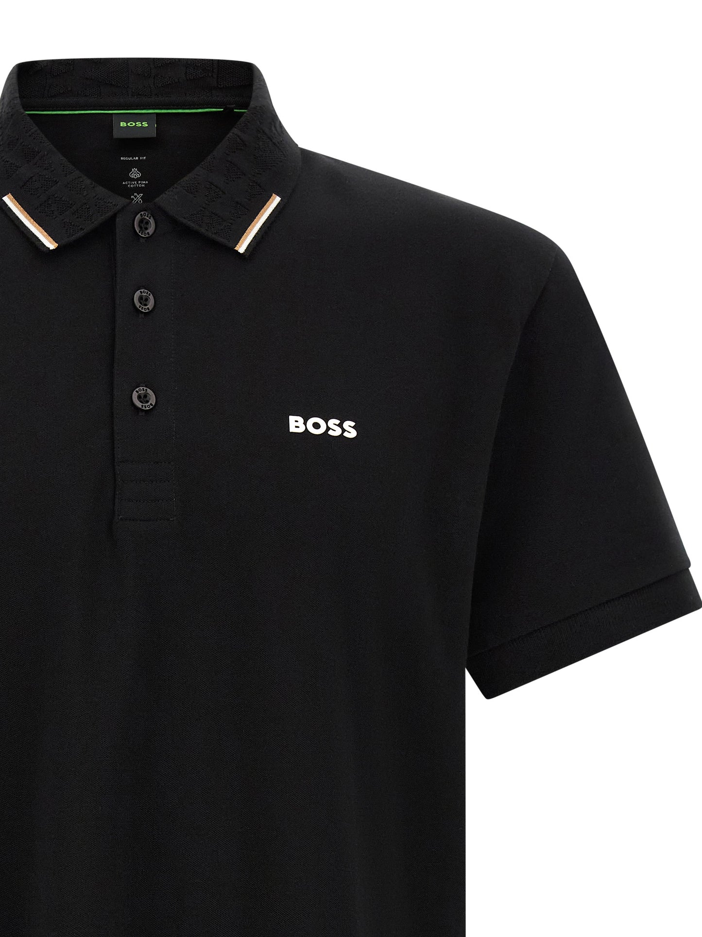 Polo en coton noir Hugo Boss coupe droite