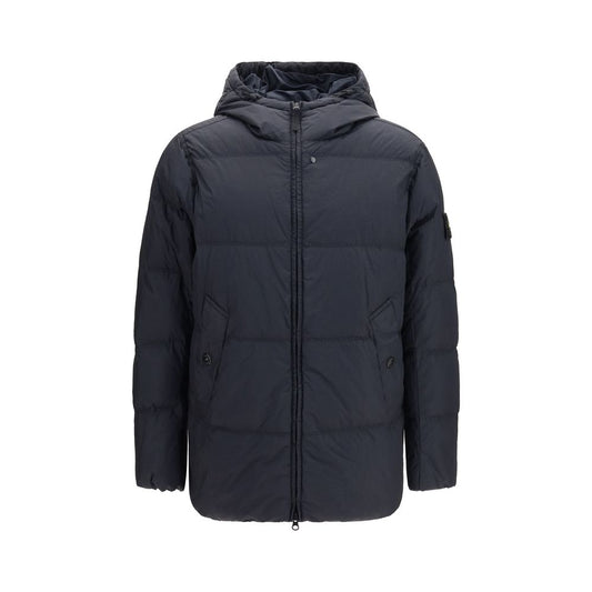 Chaqueta larga Stone Island azul de plumas de ganso