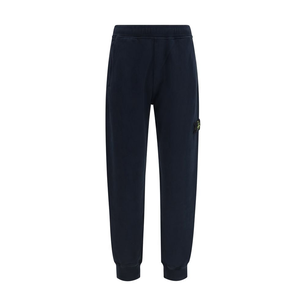 Stone Island Joggers Coton Bleu Avec Taille Élastique