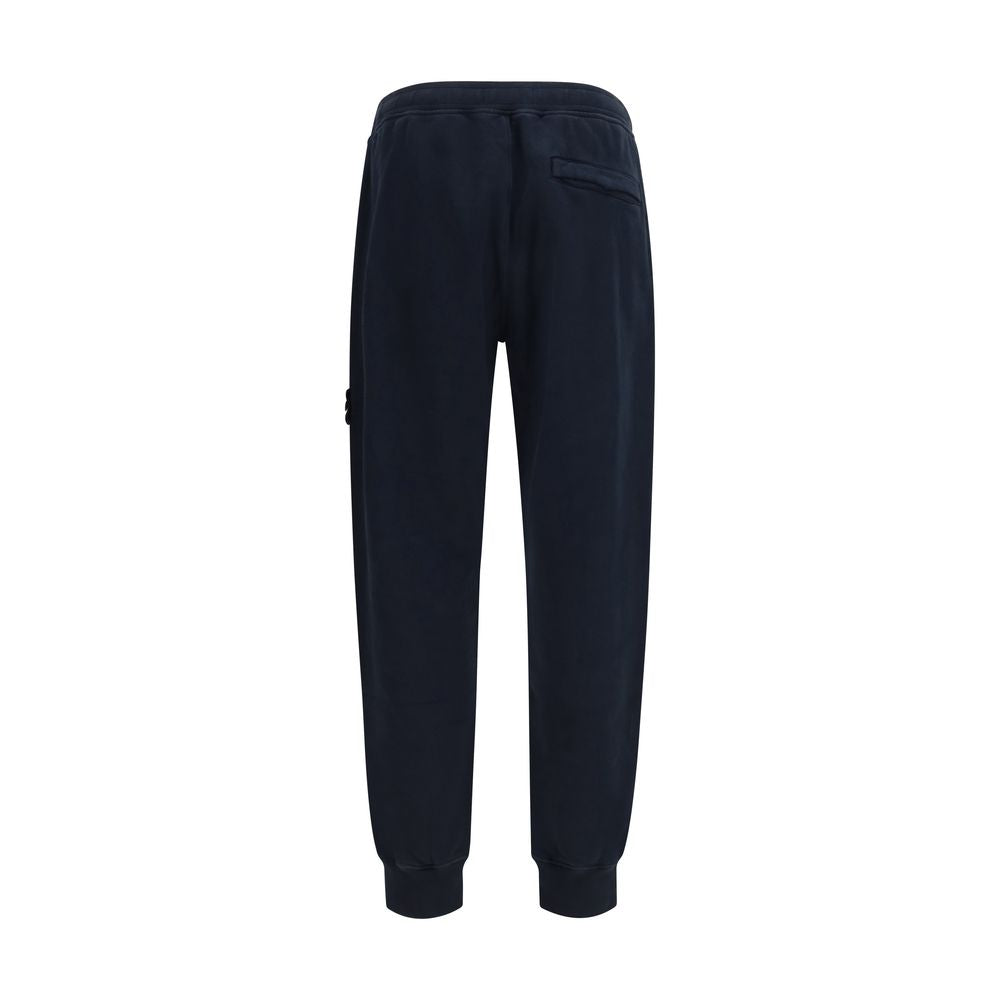 Stone Island Joggers Coton Bleu Avec Taille Élastique