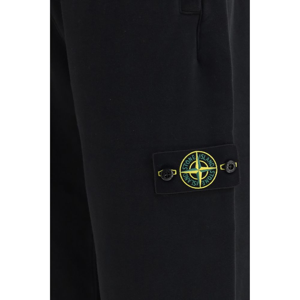 Pantalon de survêtement Stone Island en coton noir pour le sport