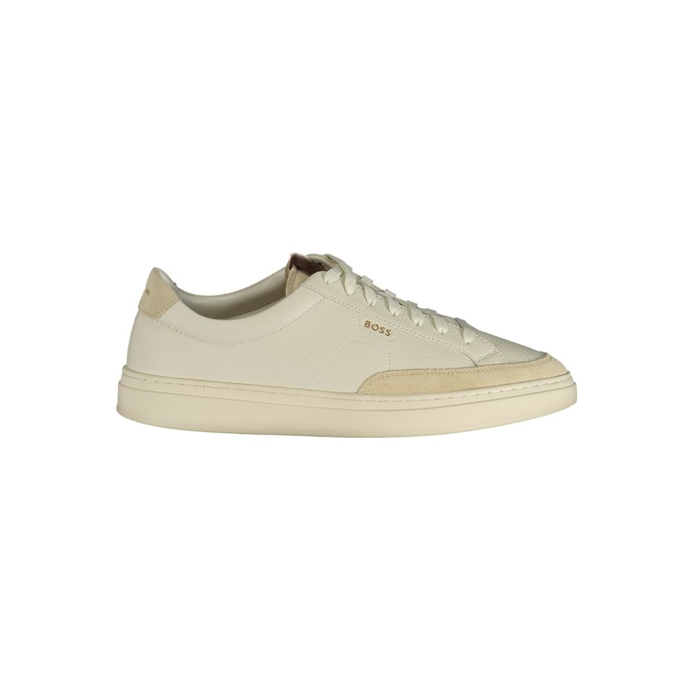 Hugo Boss Bianco Basket Cuir Homme