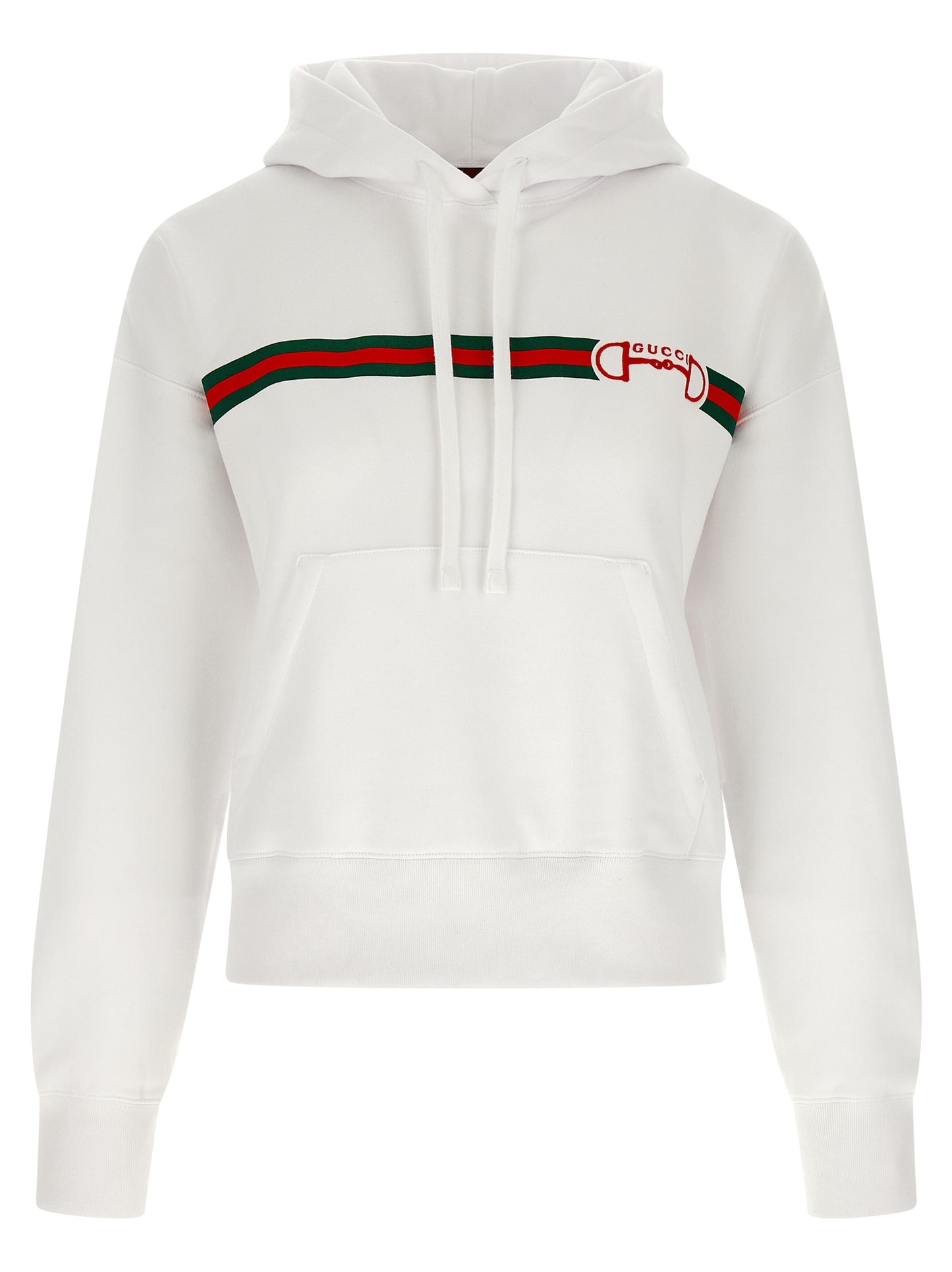 Sudadera con capucha de algodón blanca Gucci