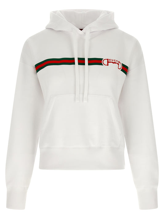 Sudadera con capucha de algodón blanca Gucci