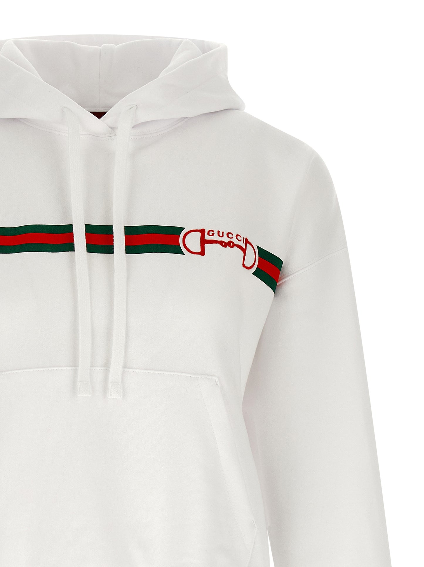 Sudadera con capucha de algodón blanca Gucci