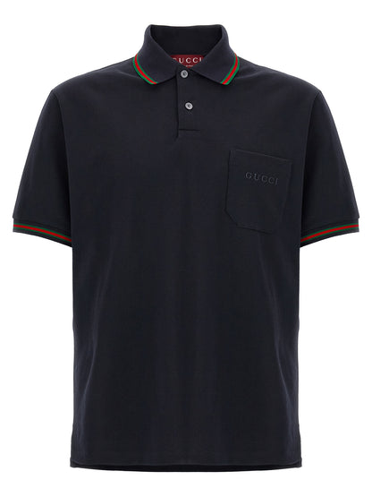 Polo en coton bleu Gucci