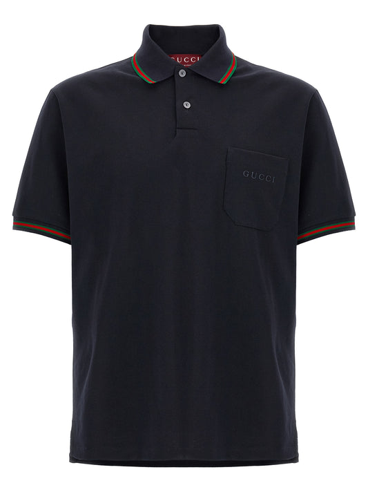 Polo de algodón azul Gucci