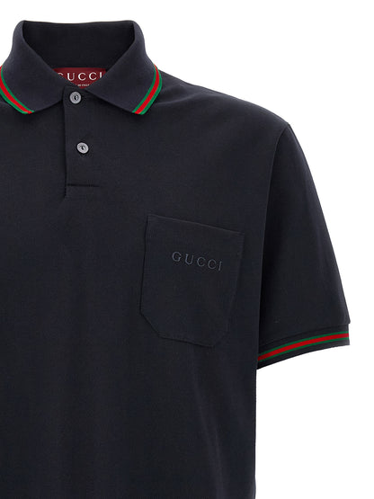 Polo en coton bleu Gucci