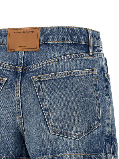 Alexander Wang Pantalones Cortos de Algodón Azules Bermuda