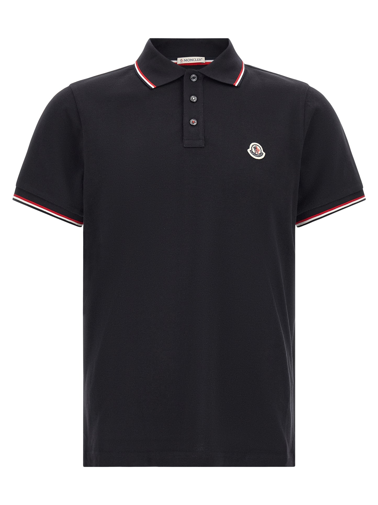 Polo Moncler en coton à manches courtes bleu