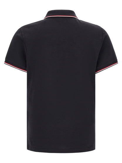 Polo Moncler en coton à manches courtes bleu
