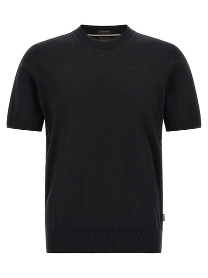 T-shirt Hugo Boss en laine vierge noire modèle H-Umauro