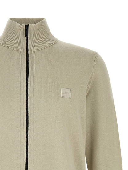 Cardigan Hugo Boss De Algodón Beige De Acabados Precisos
