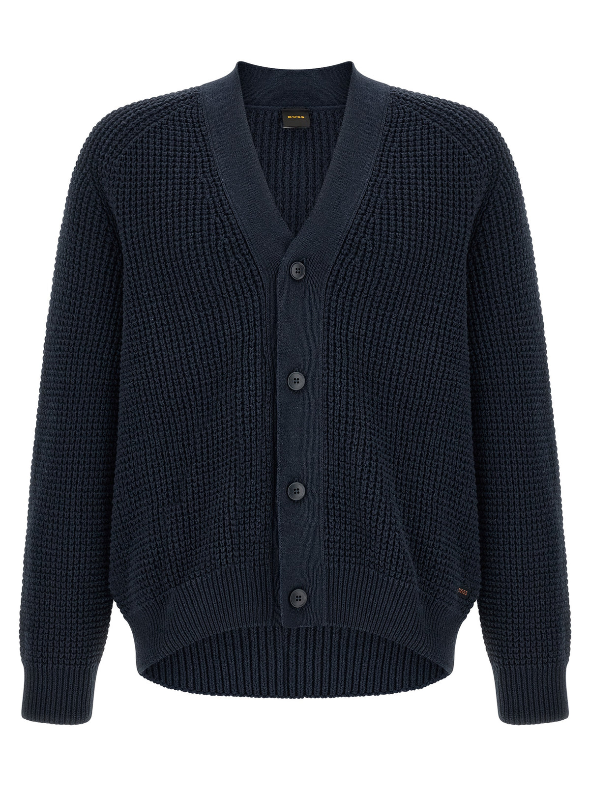 Hugo Boss Cardigan De Algodón Azul - Corte Estructural Relajado
