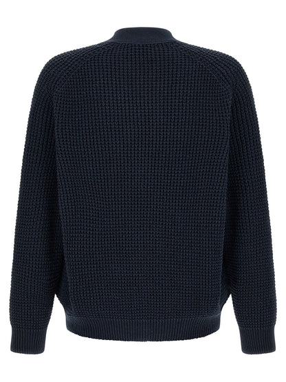 Hugo Boss Cardigan De Algodón Azul - Corte Estructural Relajado