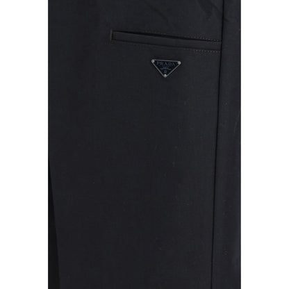 Pantalones casuales de algodón negros Prada