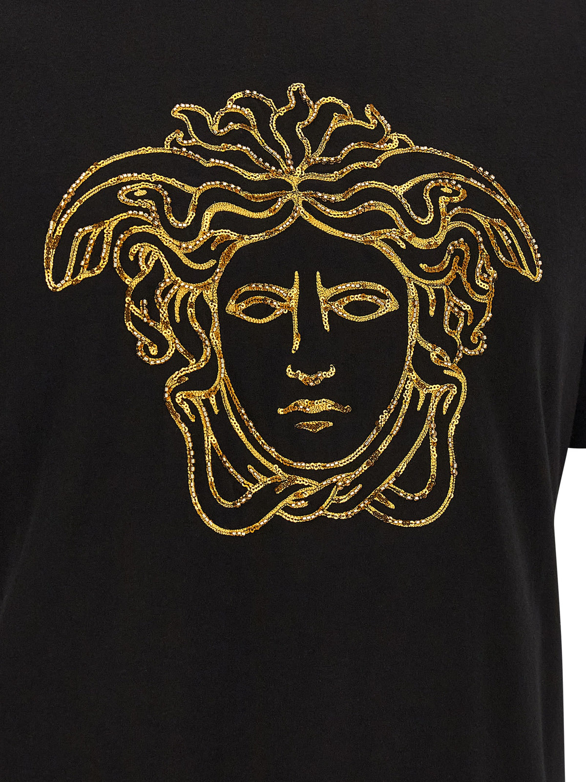 T-shirt Versace noir en coton à manches courtes et coupe standard