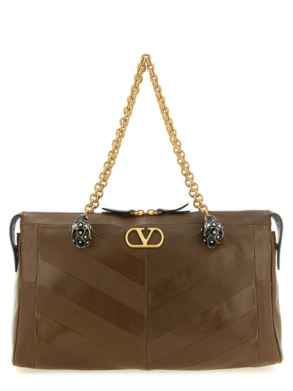 Bolso de hombro Valentino Garavani de cuero de cordero marrón