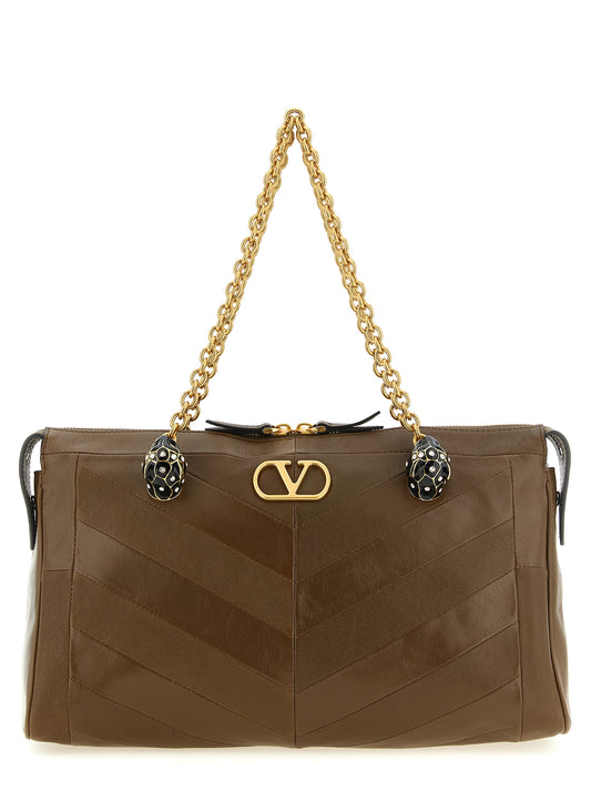 Bolso de hombro Valentino Garavani de cuero de cordero marrón