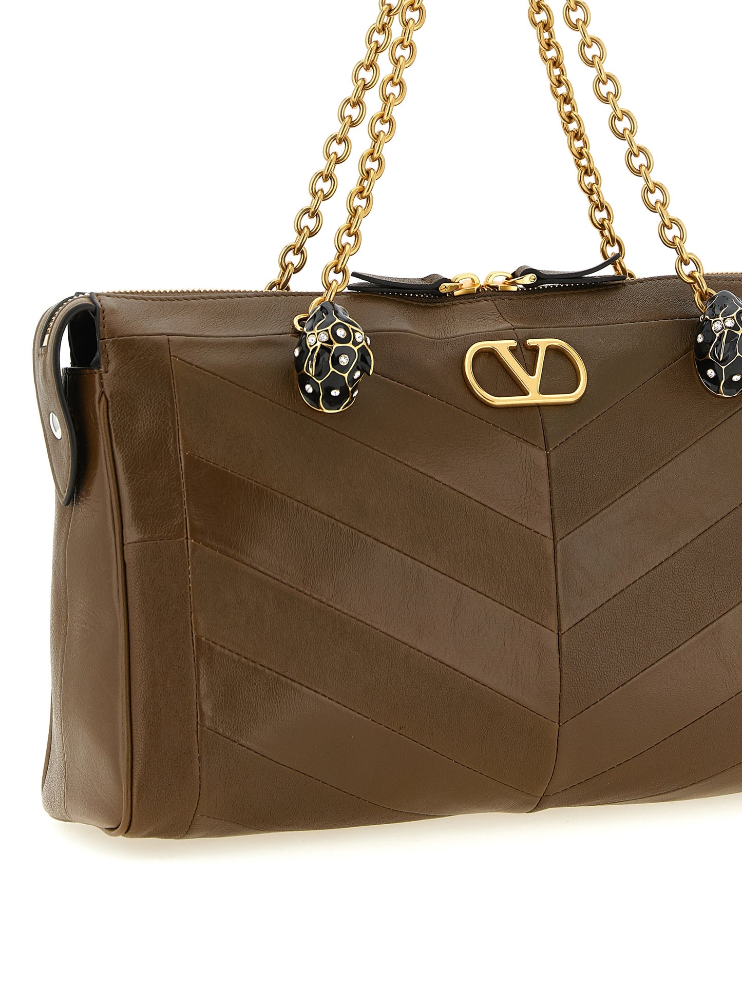 Bolso de hombro Valentino Garavani de cuero de cordero marrón