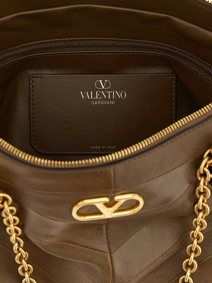 Bolso de hombro Valentino Garavani de cuero de cordero marrón