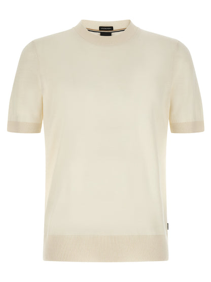 T-shirt Hugo Boss en laine vierge blanc coupe regular