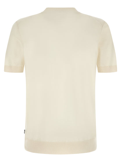 T-shirt Hugo Boss en laine vierge blanc coupe regular