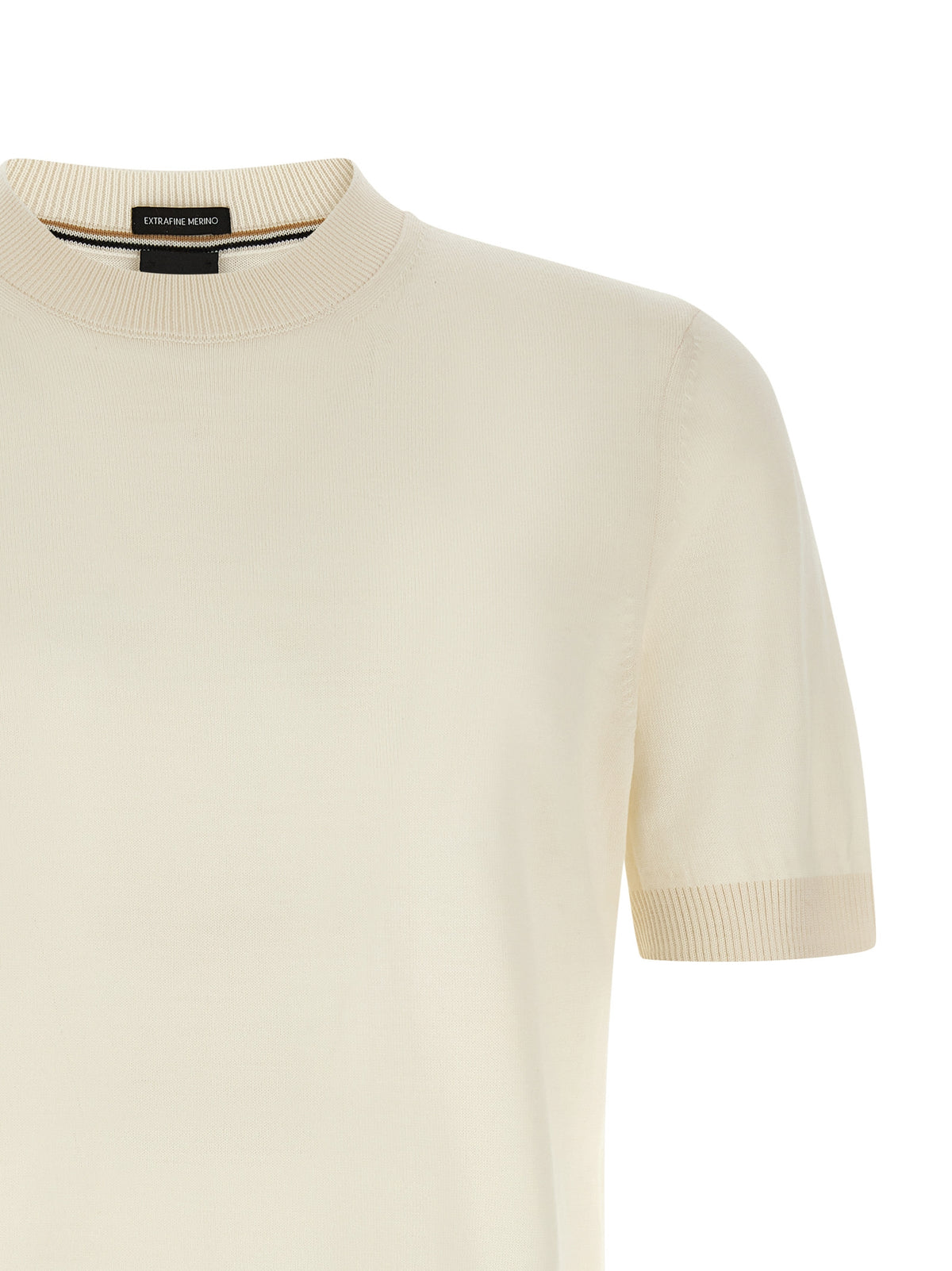 T-shirt Hugo Boss en laine vierge blanc coupe regular
