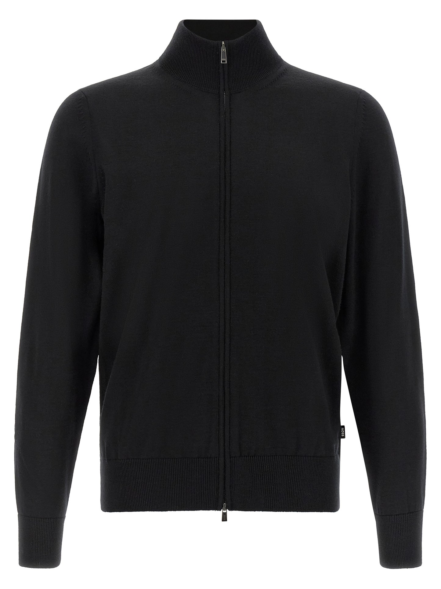 Cardigan Hugo Boss Noir En Laine Vierge Coupe Classique