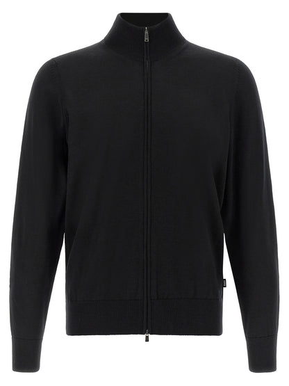 Cardigan Hugo Boss Noir En Laine Vierge Coupe Classique