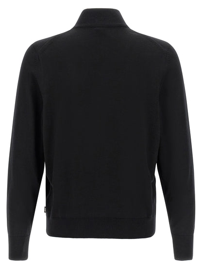 Cardigan Hugo Boss Noir En Laine Vierge Coupe Classique