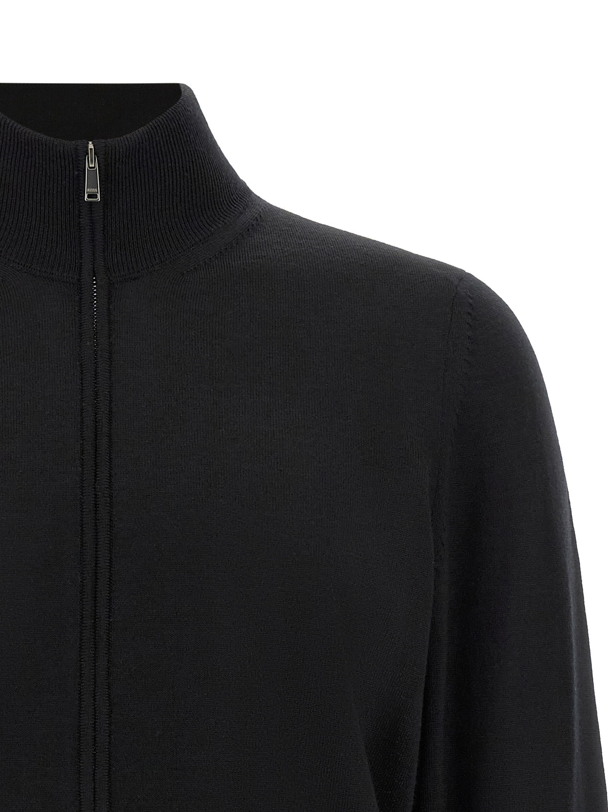 Cardigan Hugo Boss Noir En Laine Vierge Coupe Classique