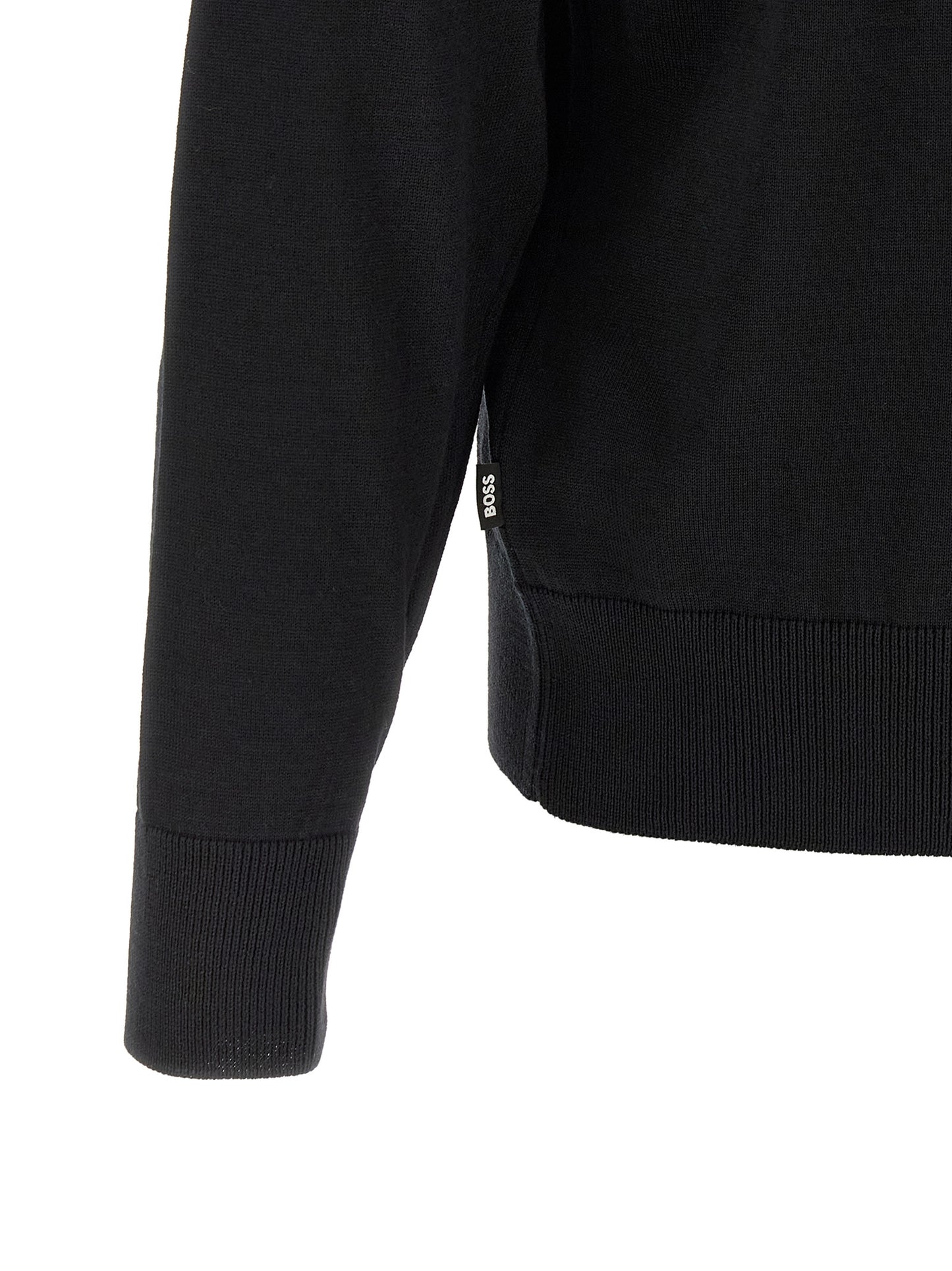 Cardigan Hugo Boss Noir En Laine Vierge Coupe Classique