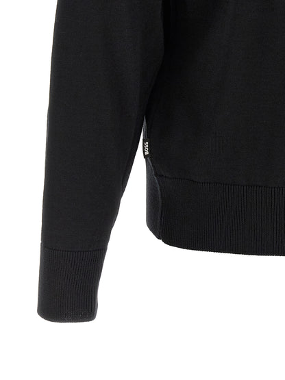 Cardigan Hugo Boss Noir En Laine Vierge Coupe Classique